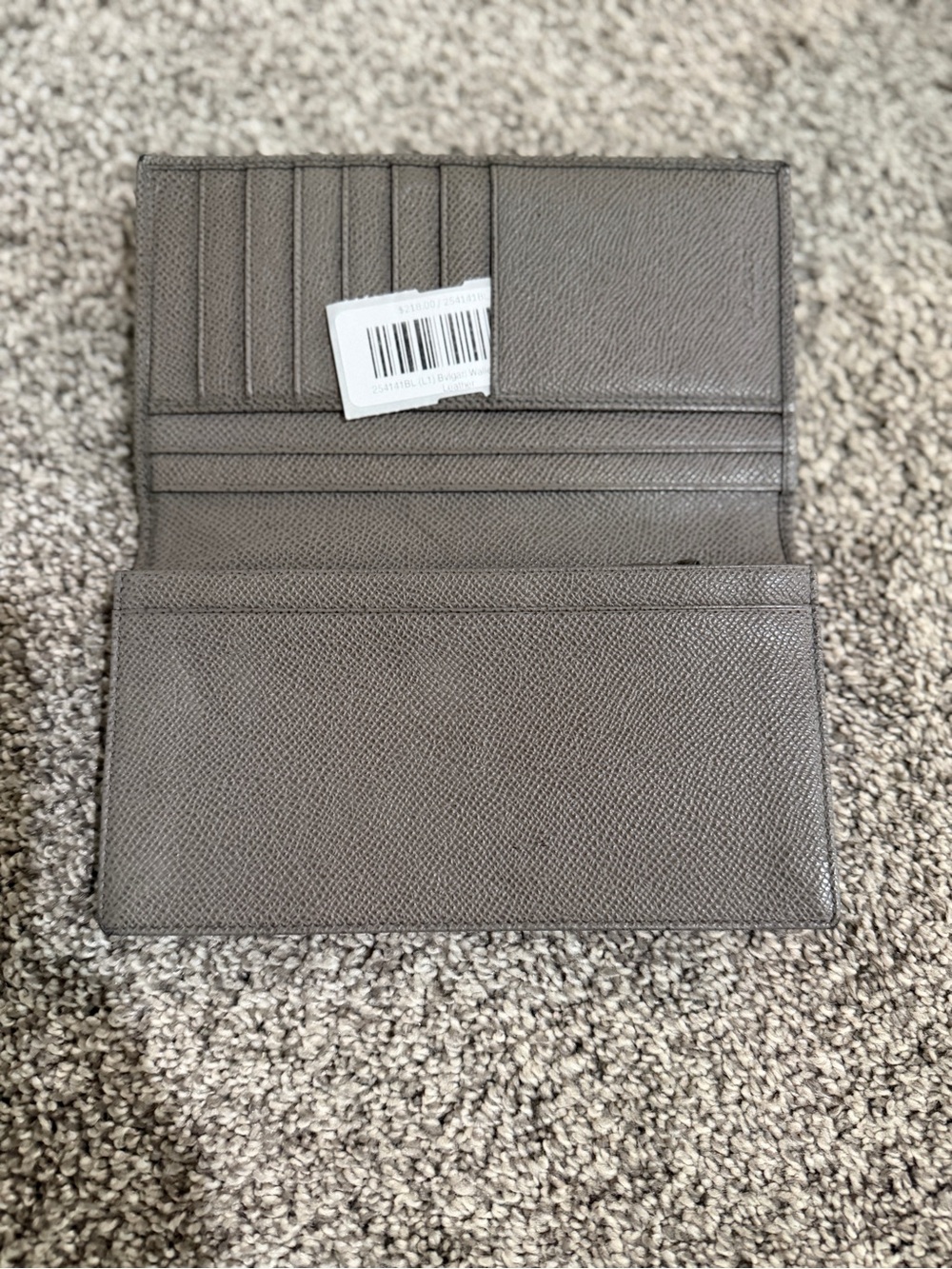 Bulgari Men's Leather Long Wallet - Gray